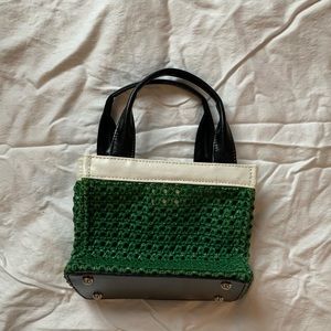 Vintage 60s/70s Era Basket Retro Green Bag